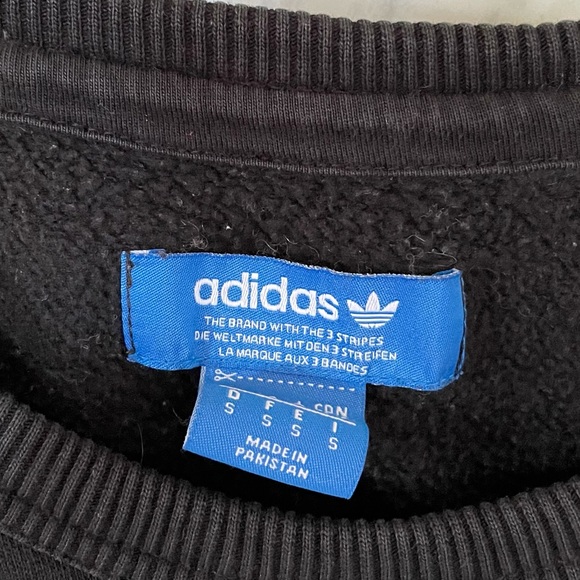 Adidas small stripe trefoil logo pullover sweater long sleeve black white active - Picture 7 of 7